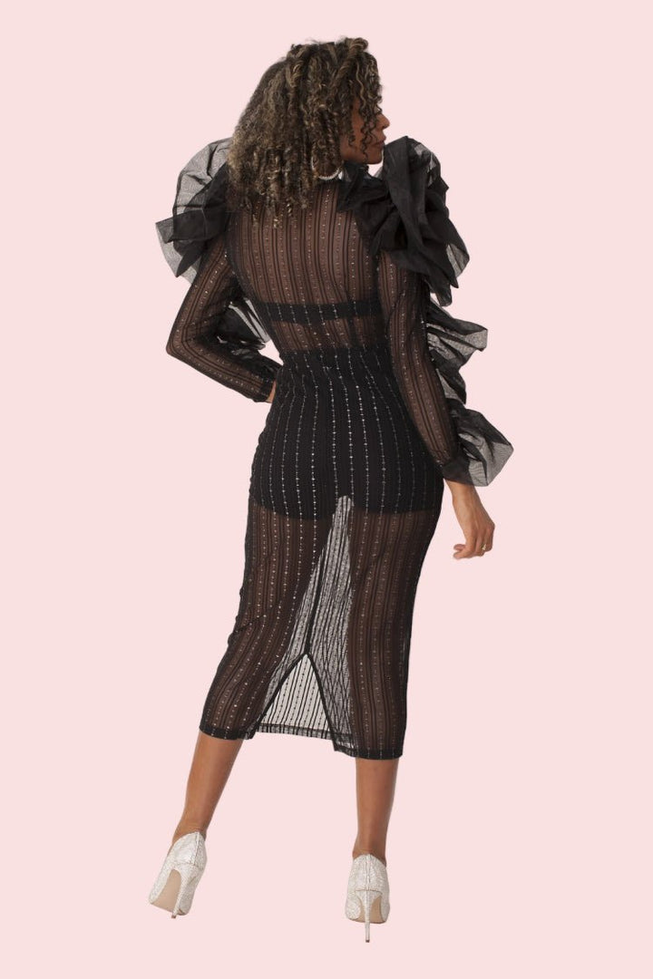 Sheer Ruffled Midi Dress - 82185 - Especially Yours