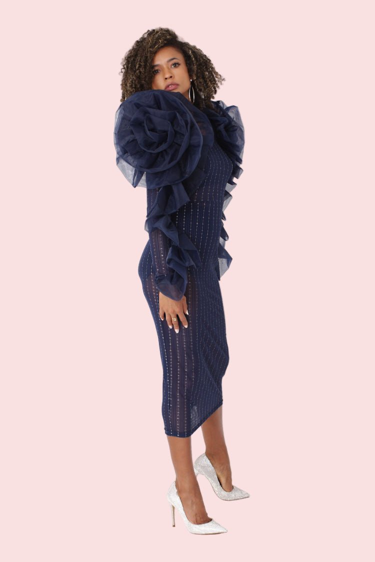 Sheer Ruffled Midi Dress - 82185 - Especially Yours