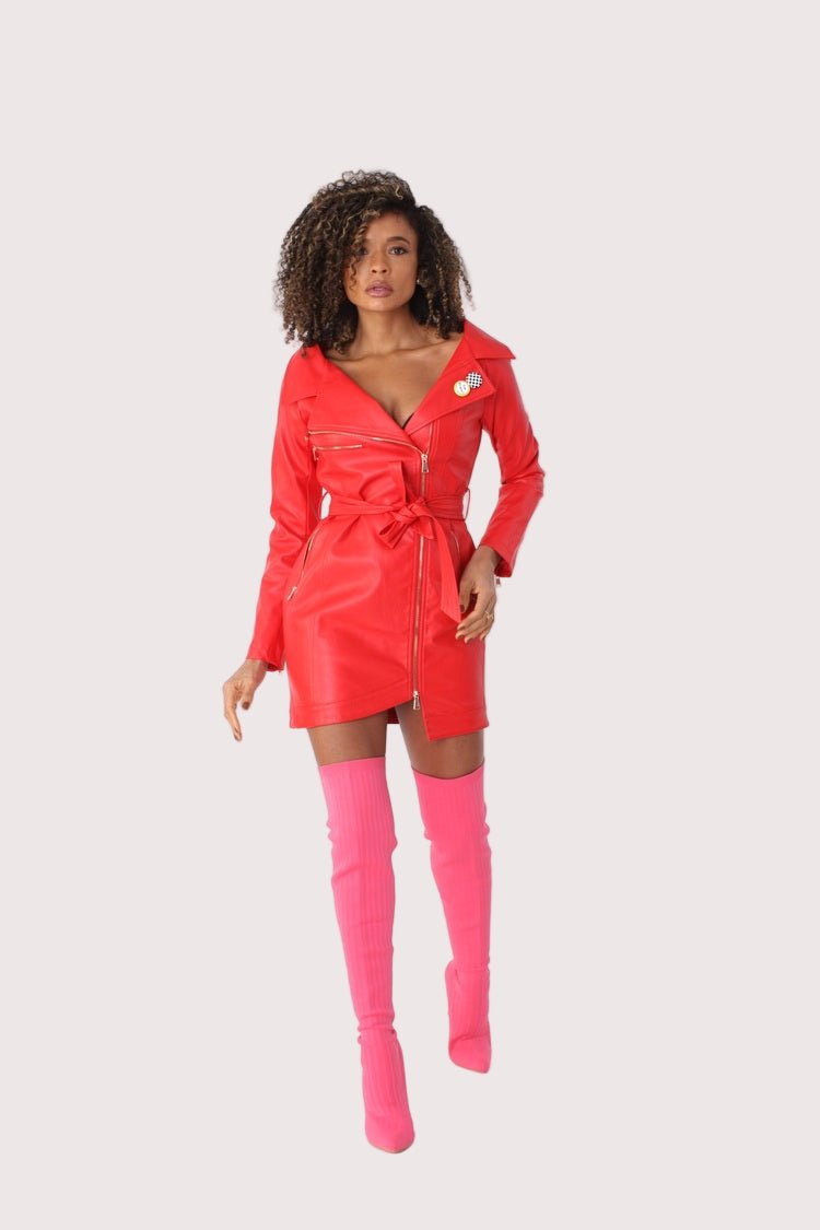 Sleek Leather Zip - Up Dress - 81857 - Especially Yours