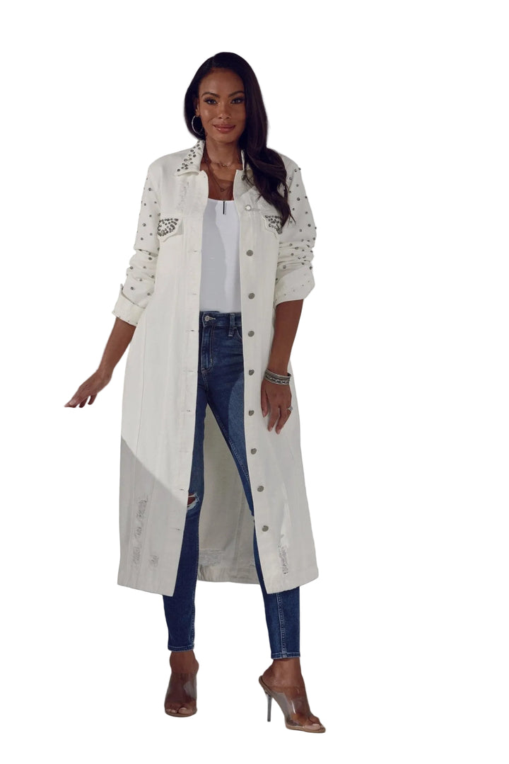 studded denim duster studio ey