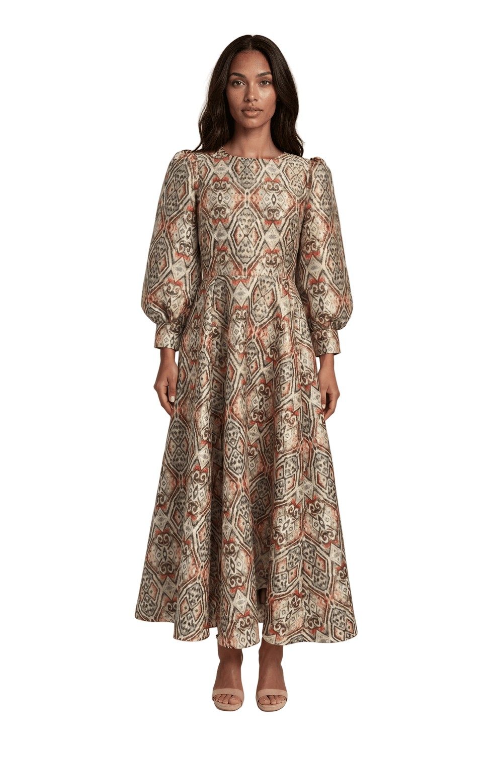 Brocade Dress with Bishop Sleeves - 4848 - Especially Yours