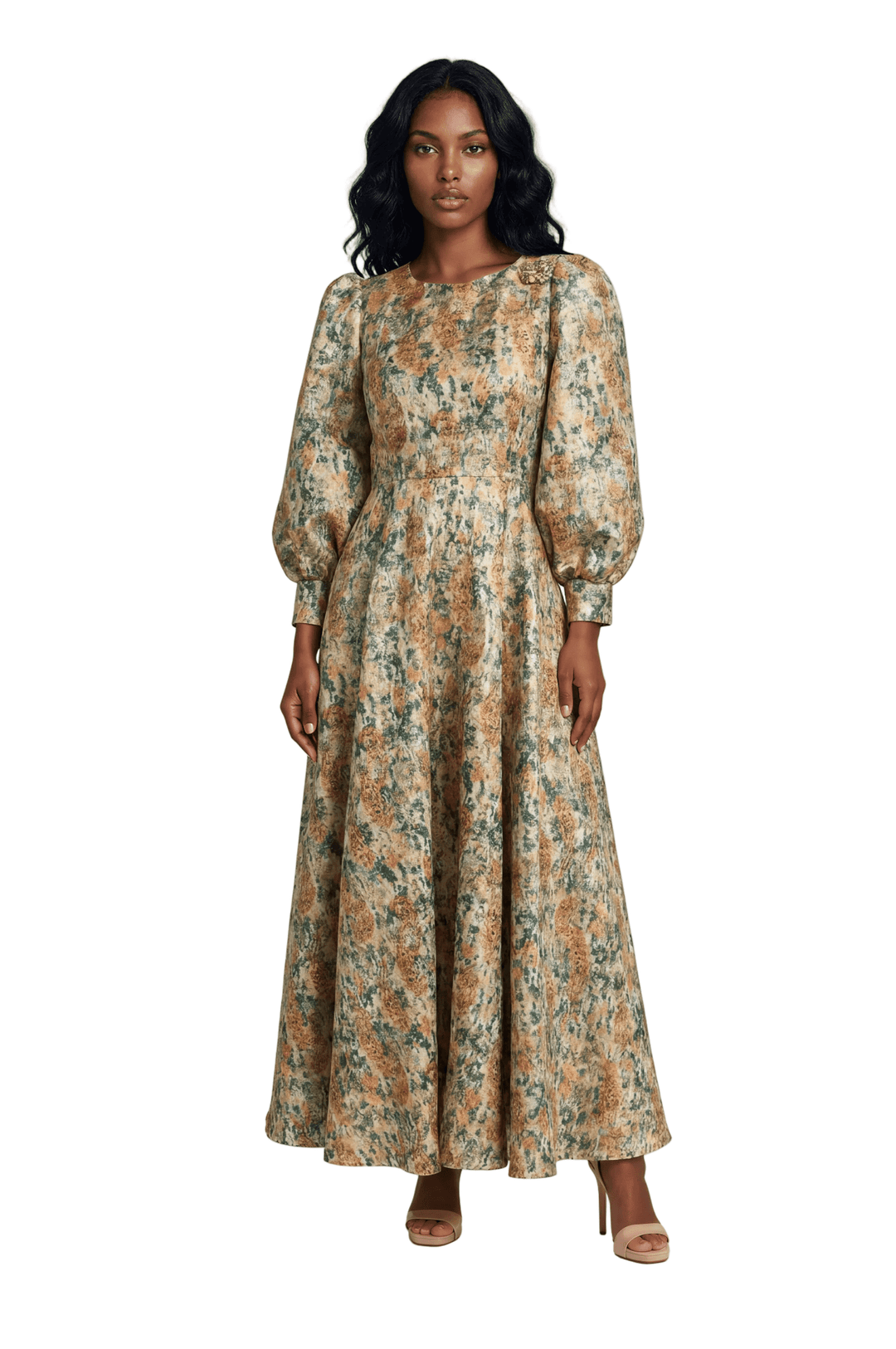 Brocade Dress with Bishop Sleeves - 4848 - Especially Yours