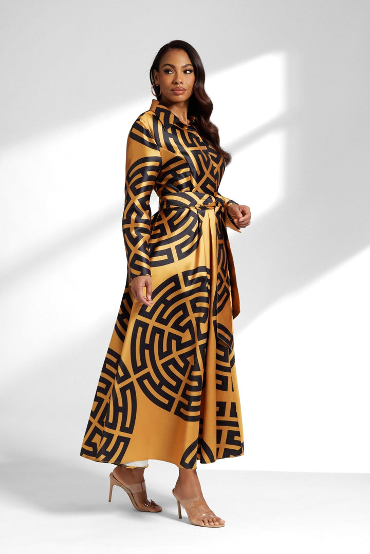 tribal print shirtdress women side view