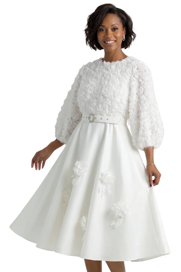 White Floral Fit and Flare Dress by SHARZ B. LONDON - Especially Yours