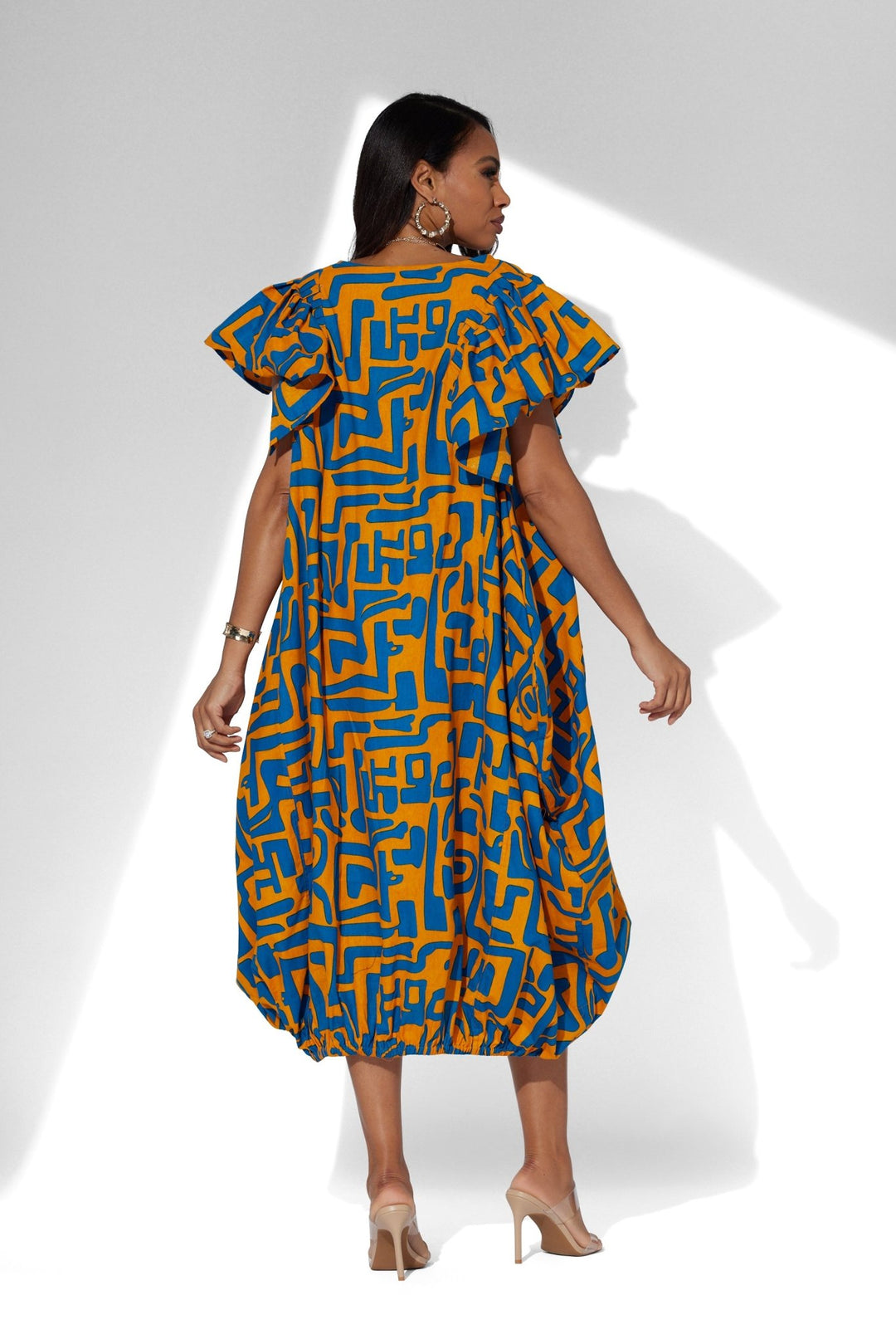 vibrant print dress women flattering fit