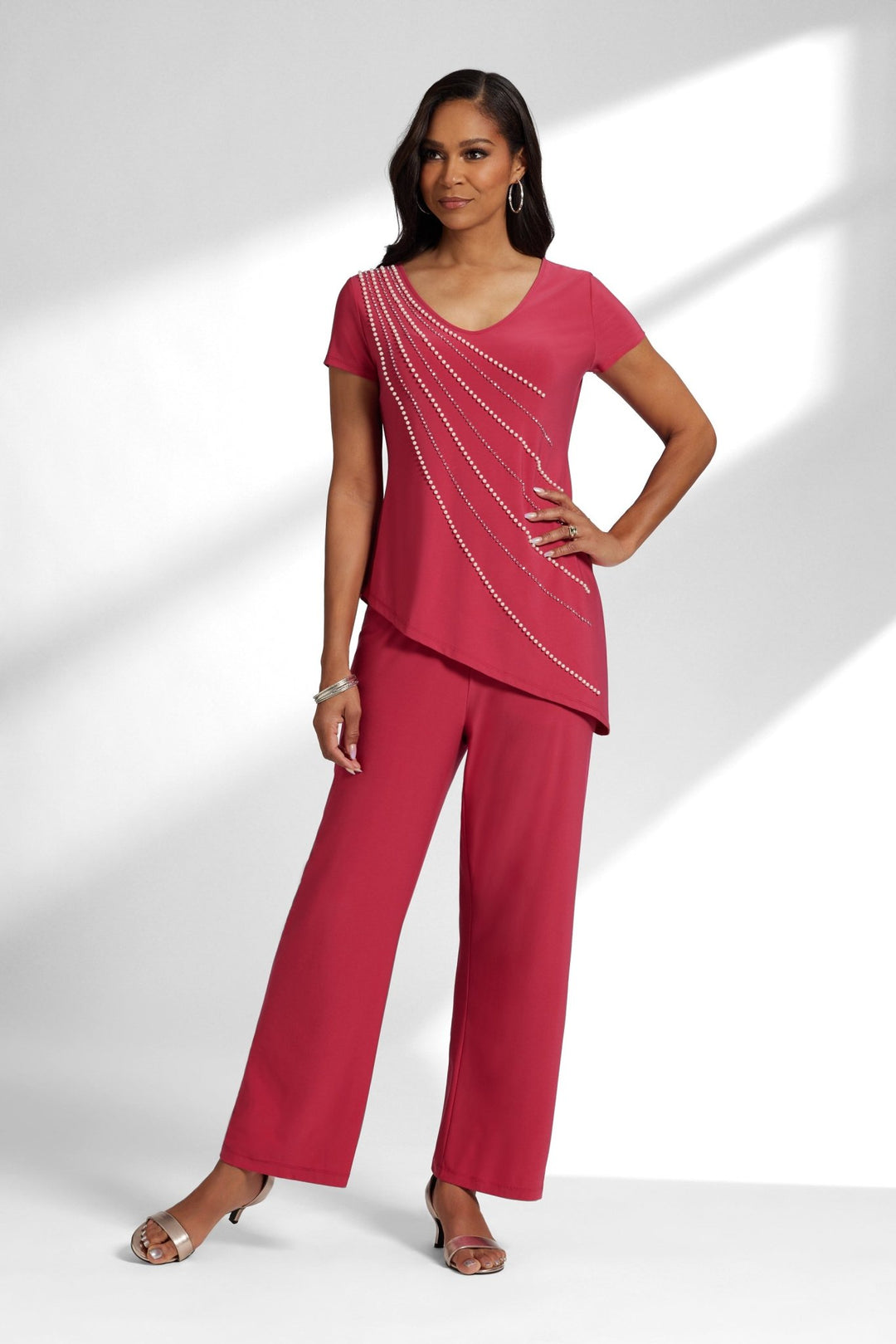 wide leg two piece pant set for women