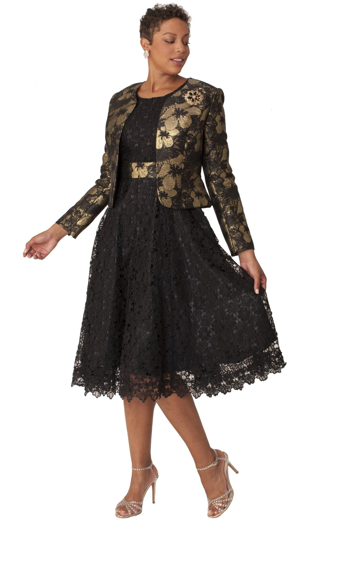 Elegant Woven Jacket & Lace Dress Set – 4847 - Especially Yours